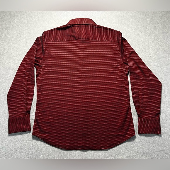 ZOD! Men’s Red Geometric Shirt Size L Slim Fit Button-Up – Unique Boutique Find - Picture 4 of 6